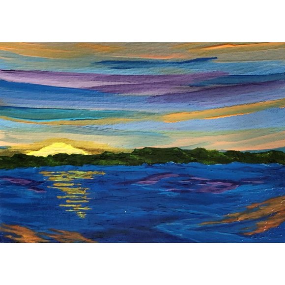 At Peace by the Lake, Original Acrylic Painting - Picture 1 of 2